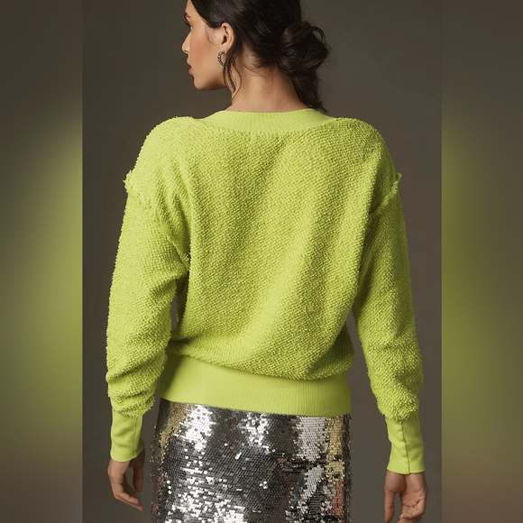 ANTHROPOLOGIE T.La ZURI SWEATSHIRT, SIZE XLARGE, LIME - Picture 4 of 4